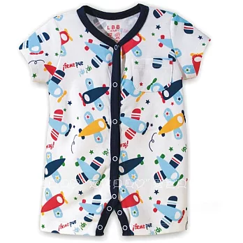 男前扣哈衣 短袖 連身衣 平腳衣 平角衣 爬服 哈衣6M藍色飛機