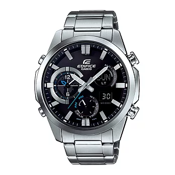 CASIO EDIFICE 時間跳躍者三眼賽車腕錶-銀x藍