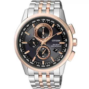 CITIZEN Eco-Drive 全新進化版萬年曆時尚五局電波腕錶-半金-AT8116-65E