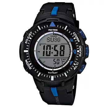 CASIO PRO TREK系列猛軍戰隊運動登山腕錶-黑X寶藍