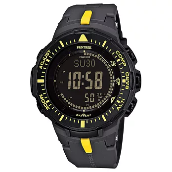 CASIO PRO TREK系列猛軍戰隊運動登山腕錶-黑X亮黃