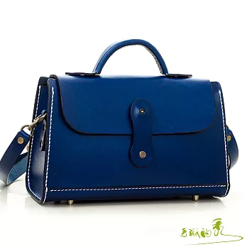 【手感的秀】真皮植鞣革英倫皇家極簡二用包(魅海藍)