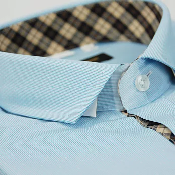 【金安德森】經典格紋繞領門襟變化藍色窄版短袖襯衫16藍色