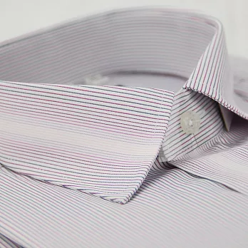 【金安德森】粉灰條紋變化領窄版長袖襯衫15.5粉灰色