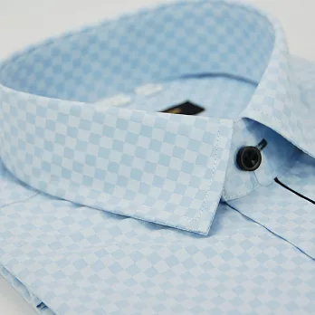【金安德森】藍色細格布變化門襟窄版短袖襯衫15藍色