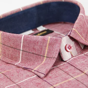 【金安德森】牛津紅底黃白棕紅格紋窄版長袖襯衫16.5紅