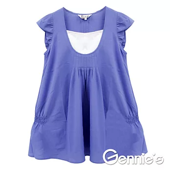 Gennie’s奇妮 品味時尚春夏孕婦上衣(T3721) M紫藍