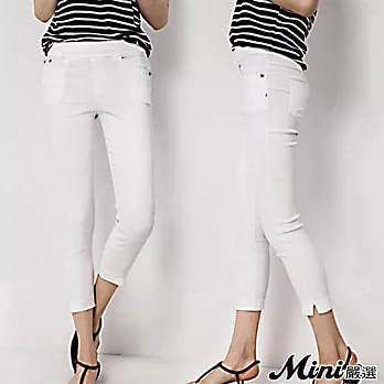 七分褲 梭織棉質打底修身鉛筆褲 四色-Mini嚴選-FREE(白色)