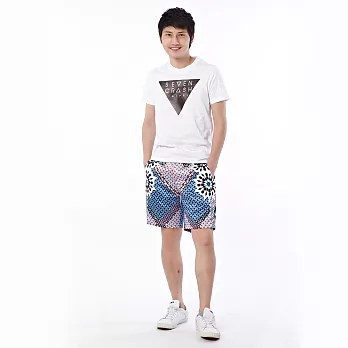 男孩機器人印花短褲S藍白