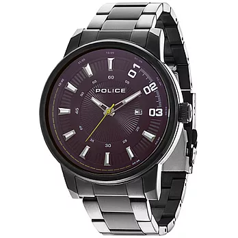 POLICE 絕對品味不鏽鋼時尚腕錶-紫紅/49mm紫紅