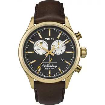 【TIMEX 】天美時雙眼計時腕錶Waterbury Chronograph系列 (黑/咖啡/ TXT2P75300)