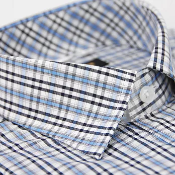 【金安德森】純棉黑藍白格紋窄版長袖襯衫16黑藍白色