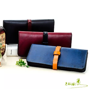 【手感的秀】真皮手工植揉革插捎長夾(A組3色)時髦黑