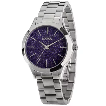MANGO 璀燦星空不鏽鋼時尚腕錶-紫/35mm