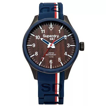 Superdry極度乾燥英國主義復古個性腕錶-藍