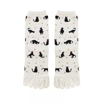Blossom Gal日本進口優雅貓咪立體腳跟五趾襪(共五色)白