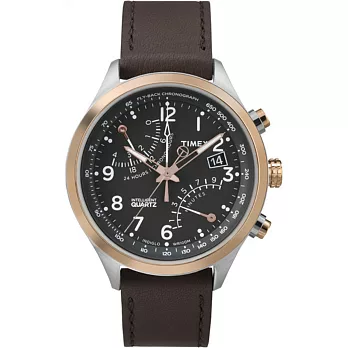 【TIMEX 】IQ飛返碼錶系列 (黑面/咖啡帶 TXT2P73400)