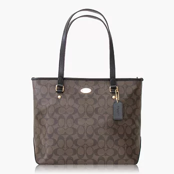 【COACH 實搭耐用】PVC / 手提 / 肩背托特包_深咖啡