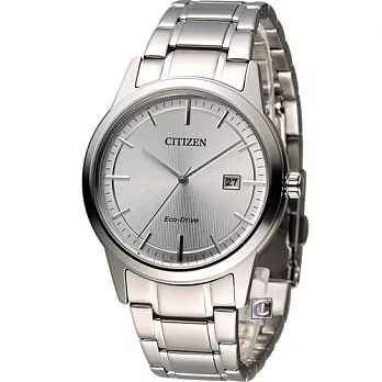 星辰 CITIZEN Eco-Drive 光動能紳士時尚腕錶 AW1231-58A銀色