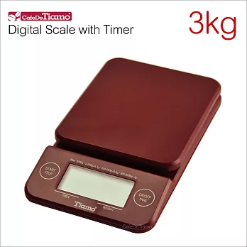 Tiamo 專業計時電子秤-紅色 3kg (HK0513R)