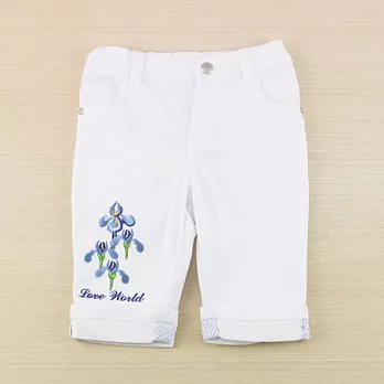 【愛的世界】繡花反摺七分褲-台灣製-115白色