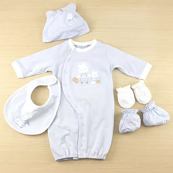 【愛的世界】純棉兩用嬰衣禮盒-台灣製-3M淺藍色