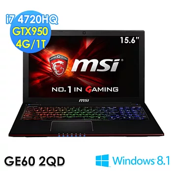 【msi微星】GE60-2QD(Apache)-1078TW i7-4720HQ/4G/1T/GTX950M2G電競筆電