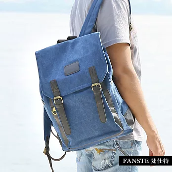 Fanste_梵仕特 帆布遊風 多功能後背包-908深藍
