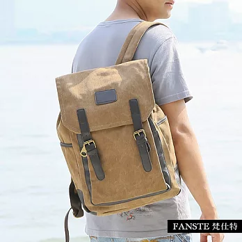 Fanste_梵仕特 帆布遊風 多功能後背包-908咖啡(深卡其)