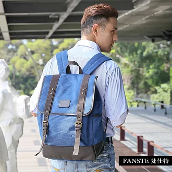 Fanste_梵仕特 帆布遊風 多功能後背包-8808深藍