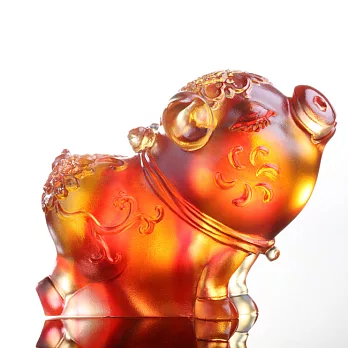 琉璃工房LIULI-12生肖花燦燦系列-哈哈(豬)琥珀金紅透