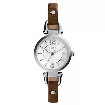 FOSSIL 優雅之美時尚都會腕錶-銀x咖啡