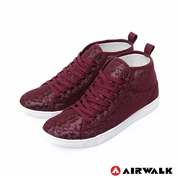AIRWALK-日的紗網隱式豹紋內增高休閒鞋(女)6紅