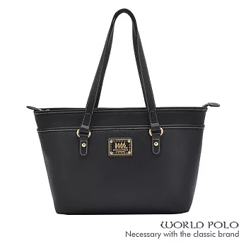 WORLD POLO．世界保羅 - 深色誘惑系列購物托特包- 黑色