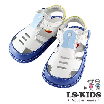 【LS-KIDS】手工精緻學步鞋-透氣涼鞋系列-藍色小魚14號