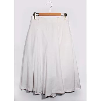 【UH】abito - 復古棉麻七分寬褲裙S - 白色