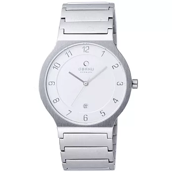 OBAKU 極簡時代數字時尚腕錶(銀白)