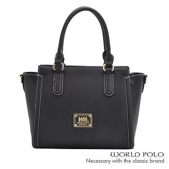 WORLD POLO．世界保羅 - 深色誘惑系列兩用方形購物包-黑色