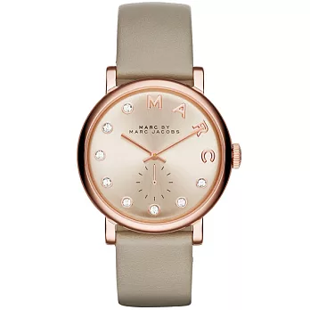 MARC By Marc Jacobs 傾國舞孃晶鑽時尚腕錶-玫瑰金X卡其
