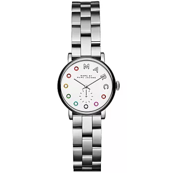 MARC By Marc Jacobs 婀娜舞孃晶鑽時尚腕錶-白X銀/小