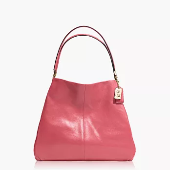 【COACH 實搭耐用】皮革 / 手提 / 肩背托特包_珊瑚粉