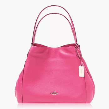 【COACH 實搭耐用】皮革 / 手提 / 肩背托特包_桃紅
