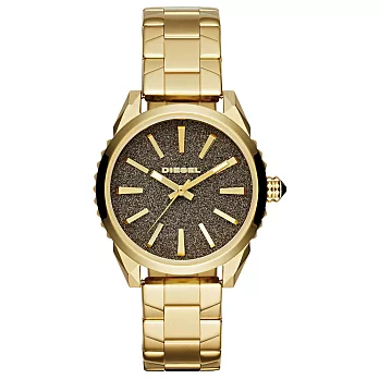 DIESEL 紫醉金迷時尚潮流腕錶-咖啡x金