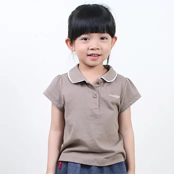 【minihope】蕾絲小花釦POLO衫110棕色