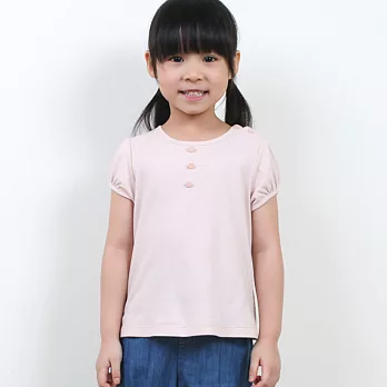 【minihope】蕾絲小花釦圓衫120粉紅