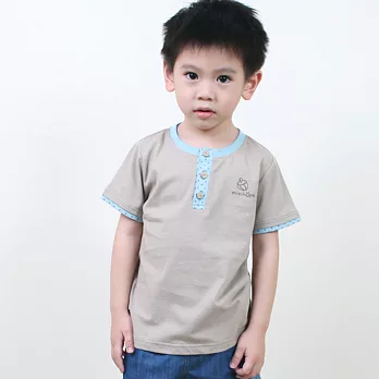 【minihope】圓領開釦質感上衣120淺茶