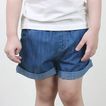 【minihope】質感反折短褲120藍