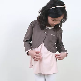 【minihope】蕾絲花釦短版外套110咖啡