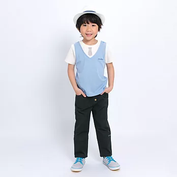 【minihope】質感印花假2件上衣130灰藍