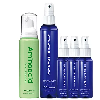 OGUMA水美媒 獨家潔淨水嫩組(噴年輕160ml X1+隨身瓶50ml X3+胺基酸泡沫潔顏露130ml X1)
